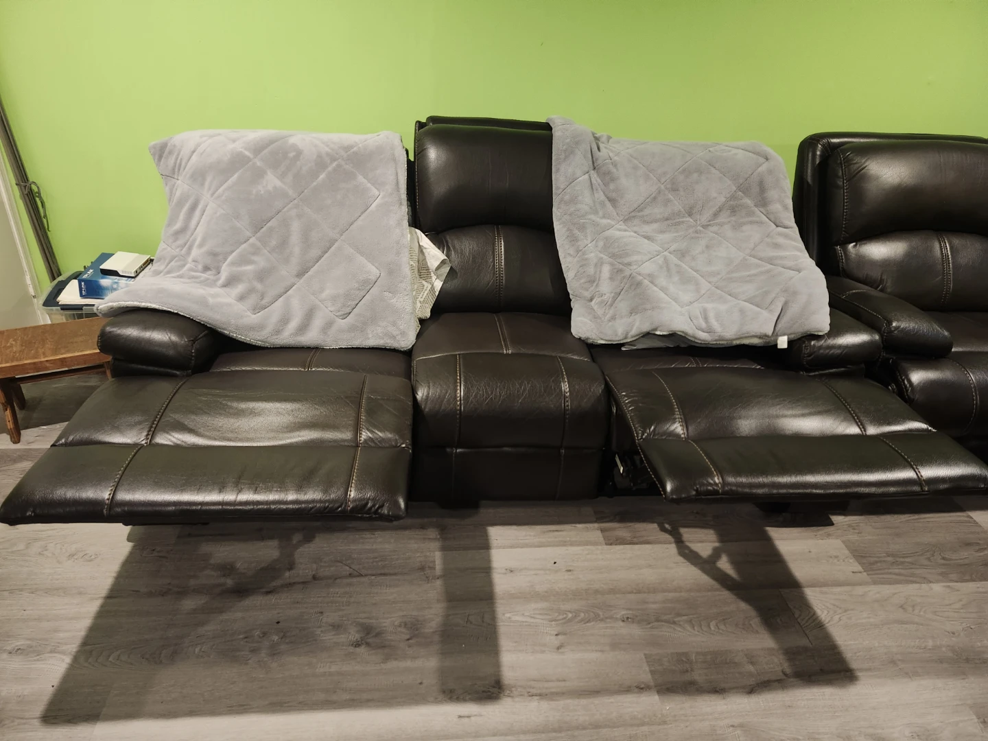 6-Seat Dark Brown Leather Reclining Sectional Sofa - photo 2