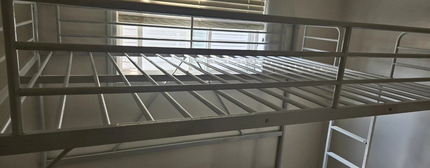 White Metal Twin Loft Bed Frame