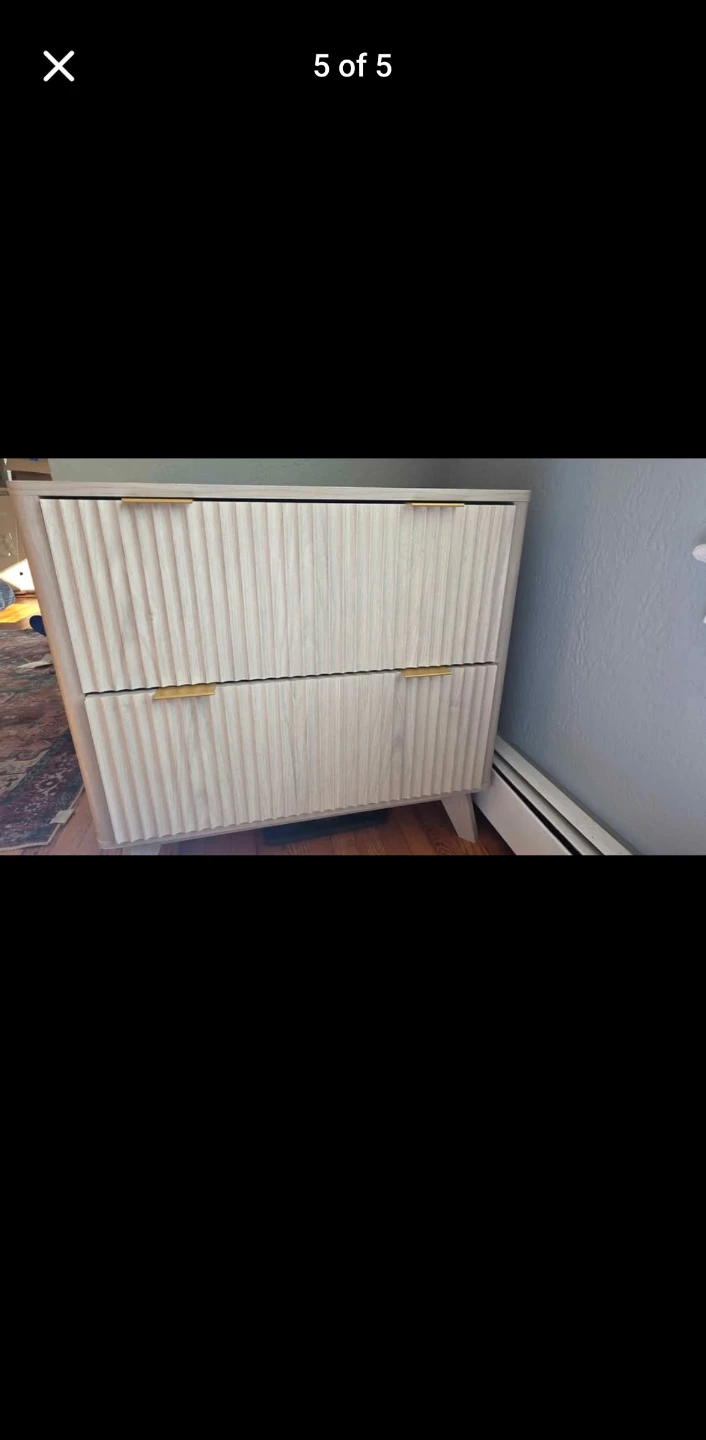 Modern Fluted 2-Drawer Nightstand, White