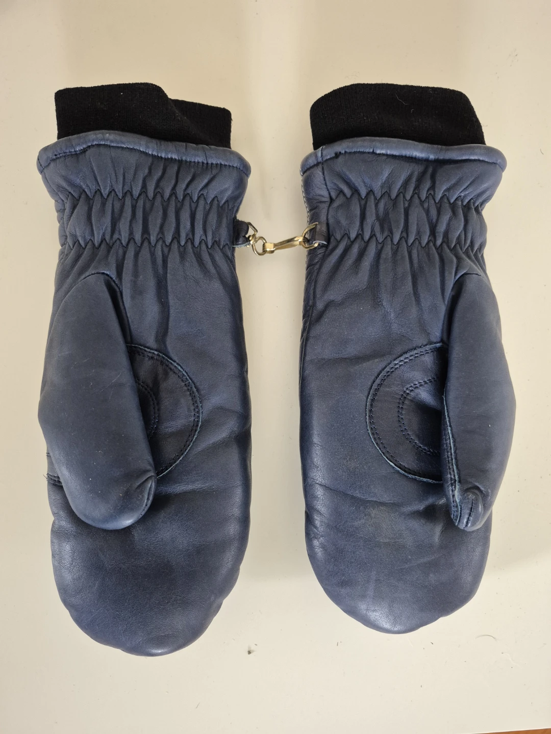 Conro Ladies Blue Leather Mittens Large