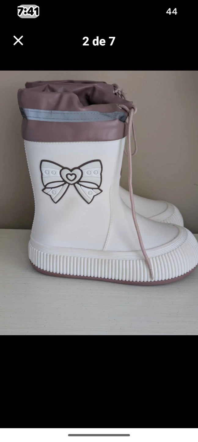 Girls  New White Bow Rain Boots size 6