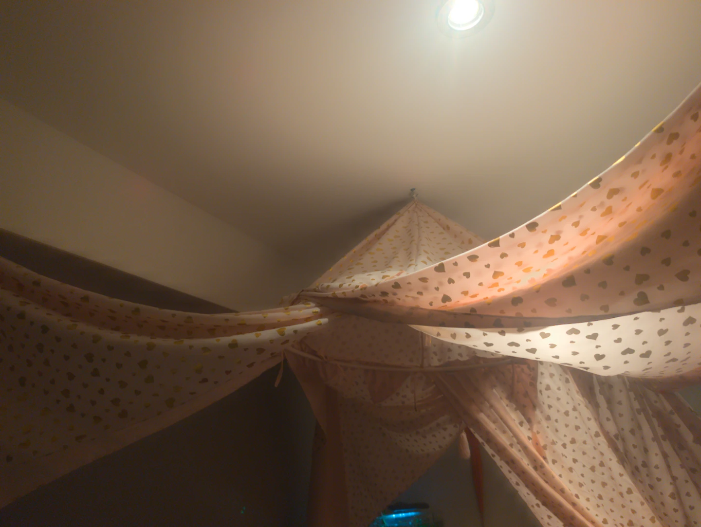 king size Pink and Gold Heart Print Bed Canopy - photo 5