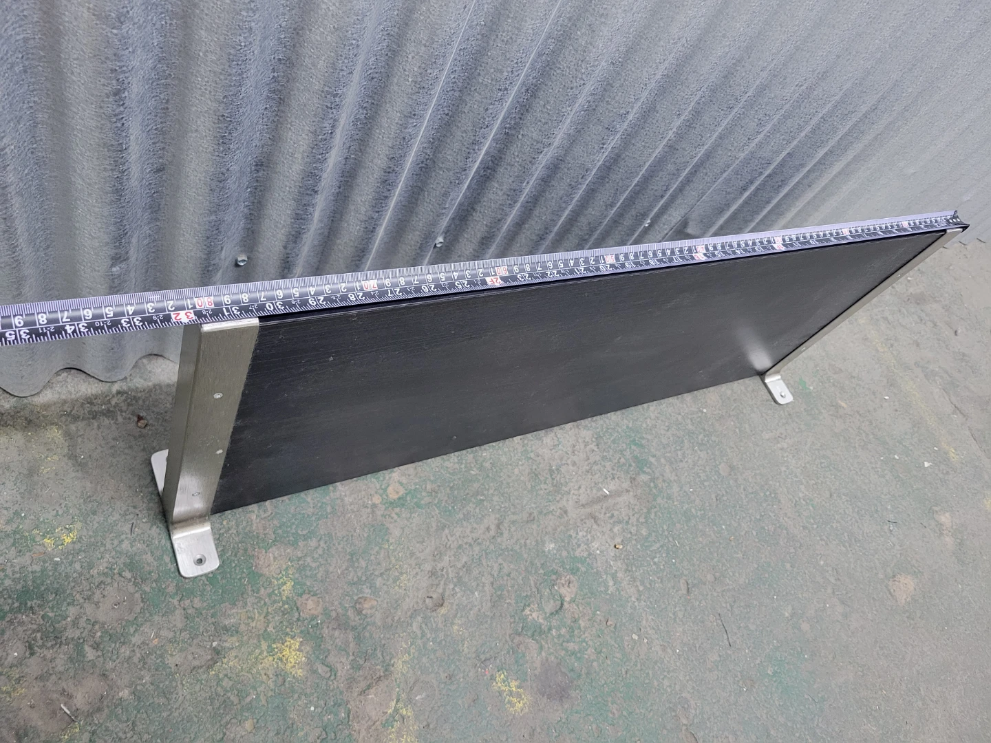 Black Wooden Wall Shelf with Metal Brackets - photo 3