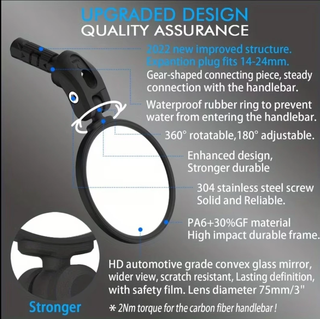 Set of Two Adjustable Bike Handlebar Mirrors - photo 3