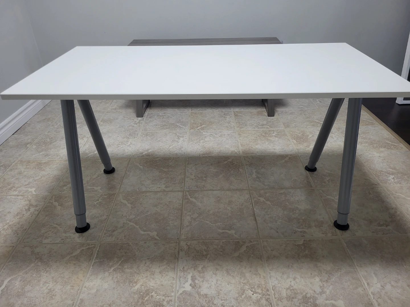 White desk with grey legs - photo 2