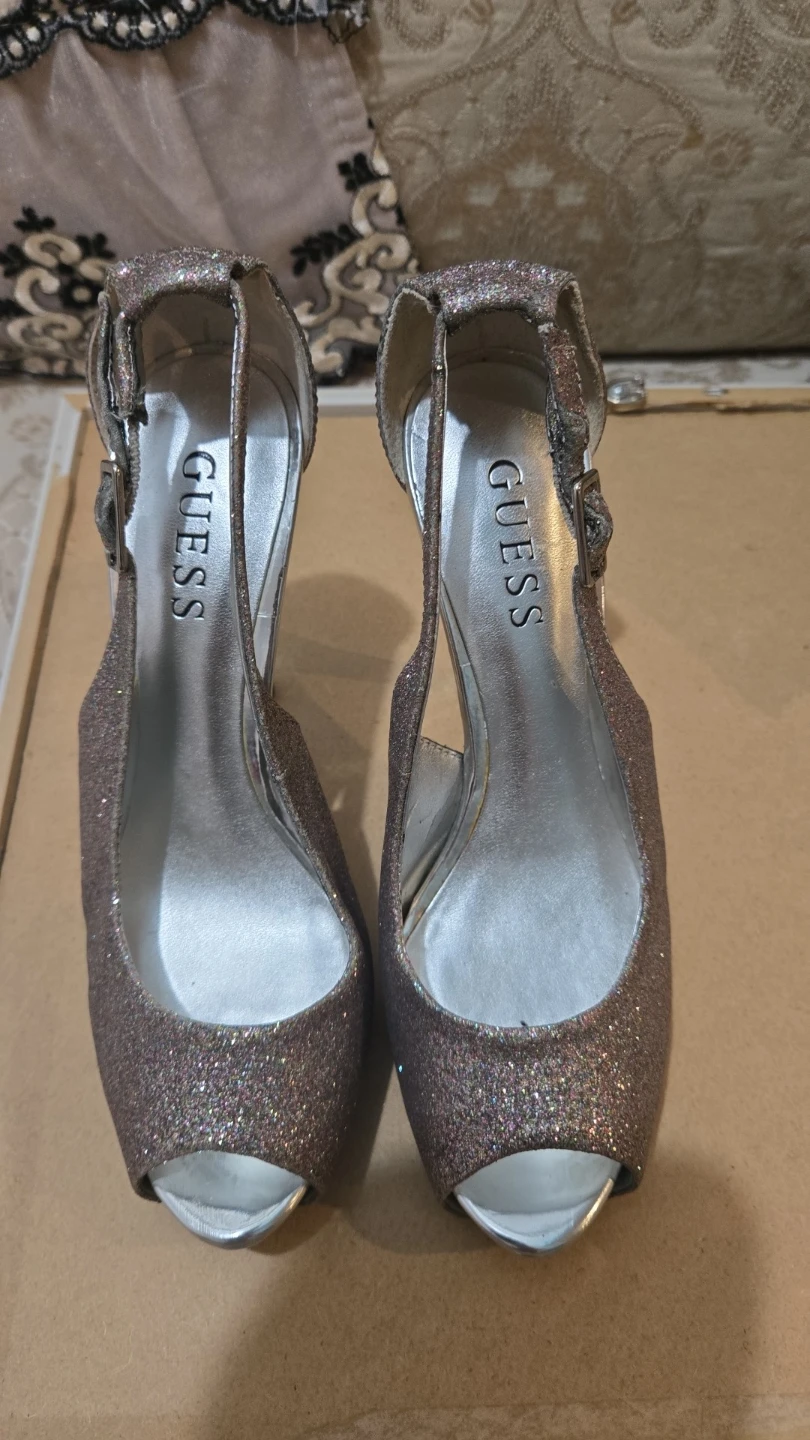 Guess Glitter Peep Toe Heels