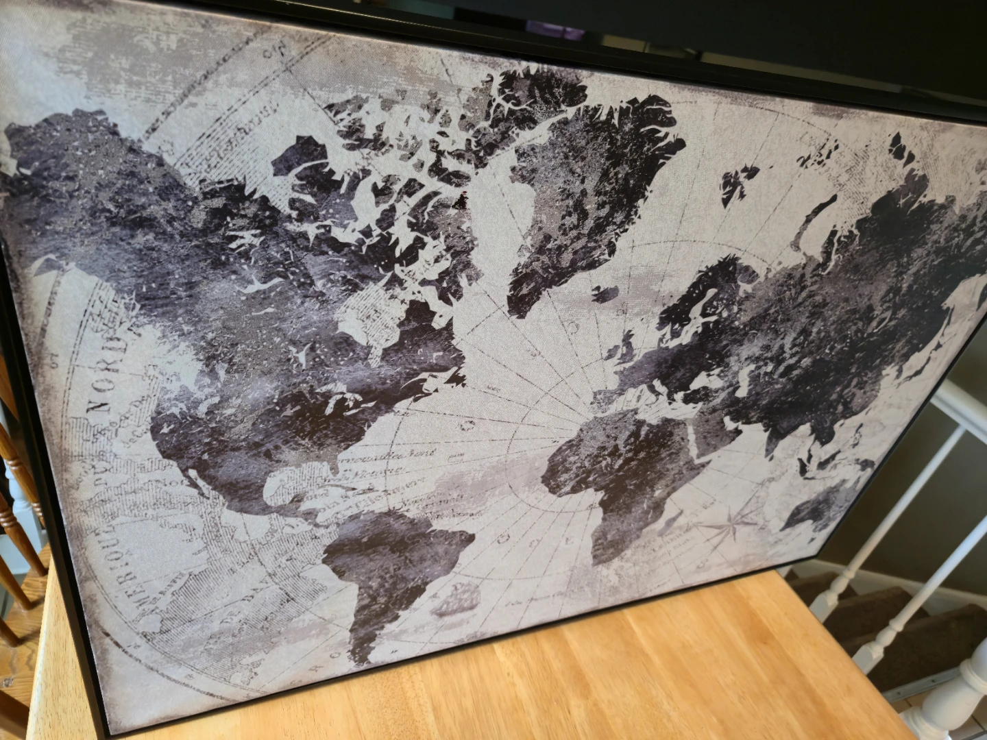 Vintage World Map Framed Wall Art – 37" x 24.5