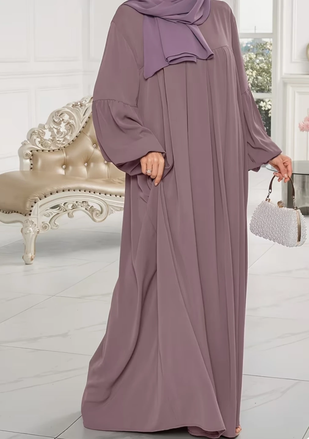Pleated Long Sleeve Abaya size XXL