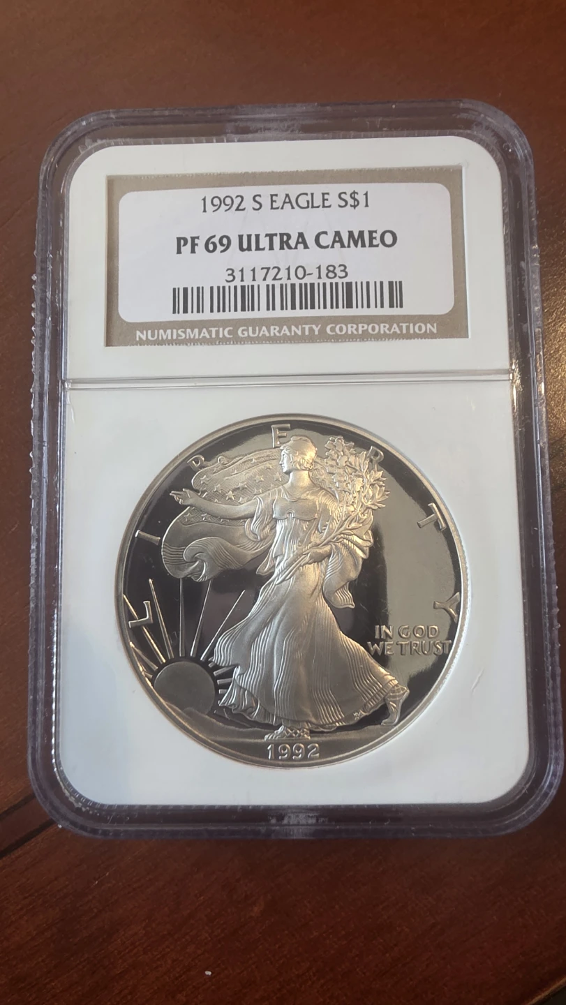 1992 S American Silver Eagle PF 69 Ultra Cameo