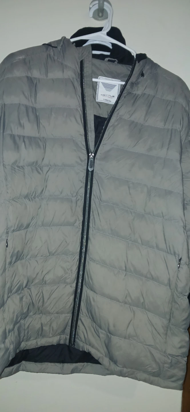 Mettle Outerwear Grey Hooded Puffer Jacket XL