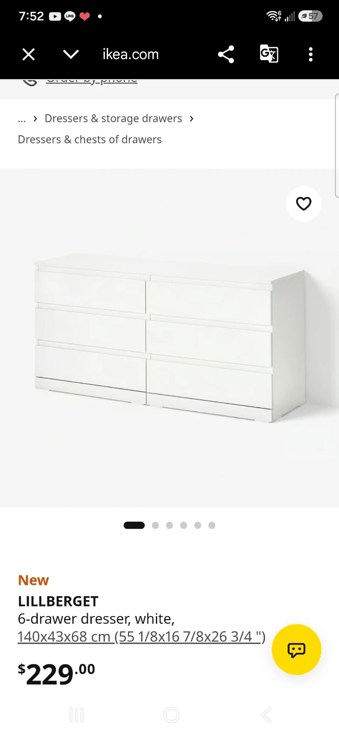 IKEA LILLBERGET 6-Drawer Dresser