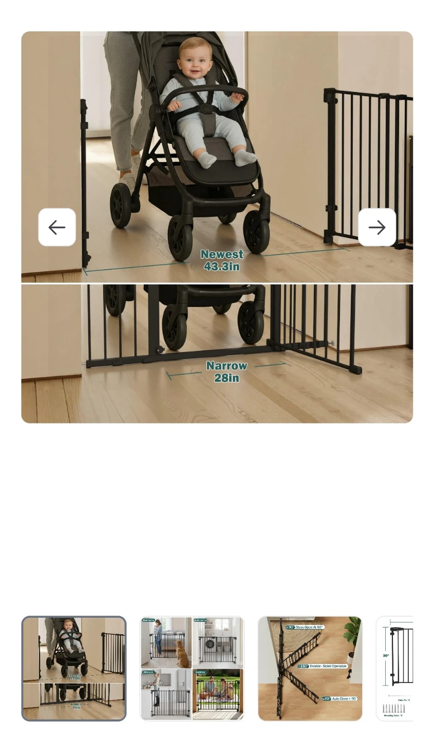 Mumeasy 29.5-43.3" Adjustable Safety Gate - photo 4