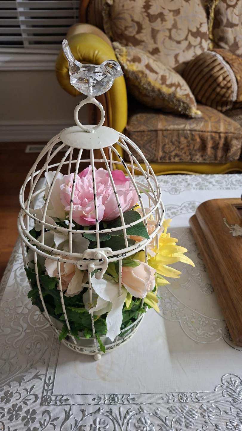 Decorative Birdcage with Artificial Flowers - photo 3