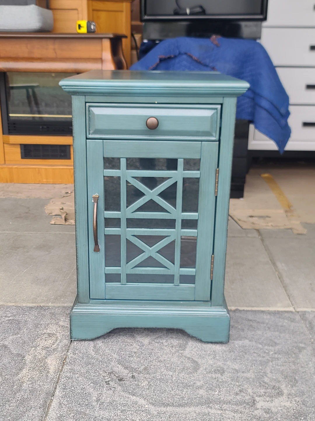 Teal Side Table with Built-in Power Station