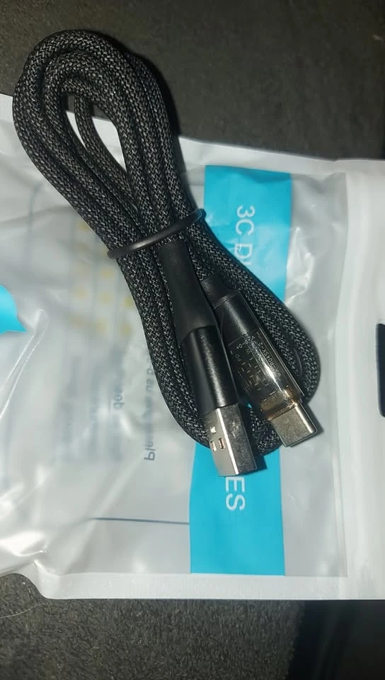 120watt USB-A to Type-C Braided cable with a digital display. - photo 2