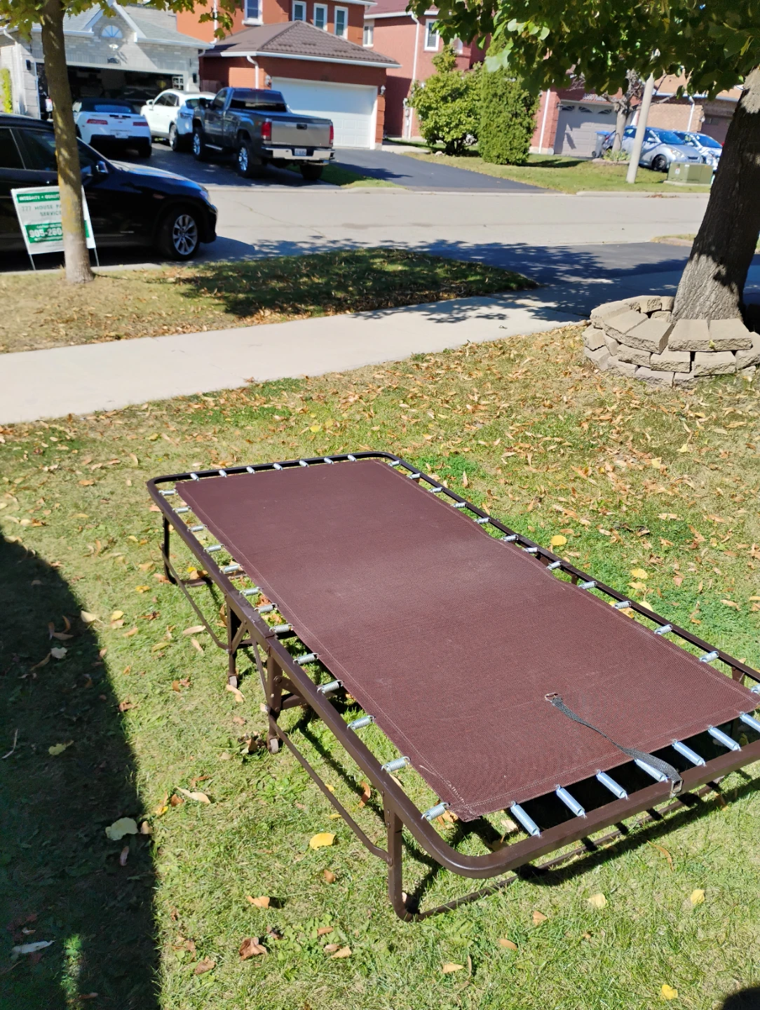 Folding Cot with Brown Fabric