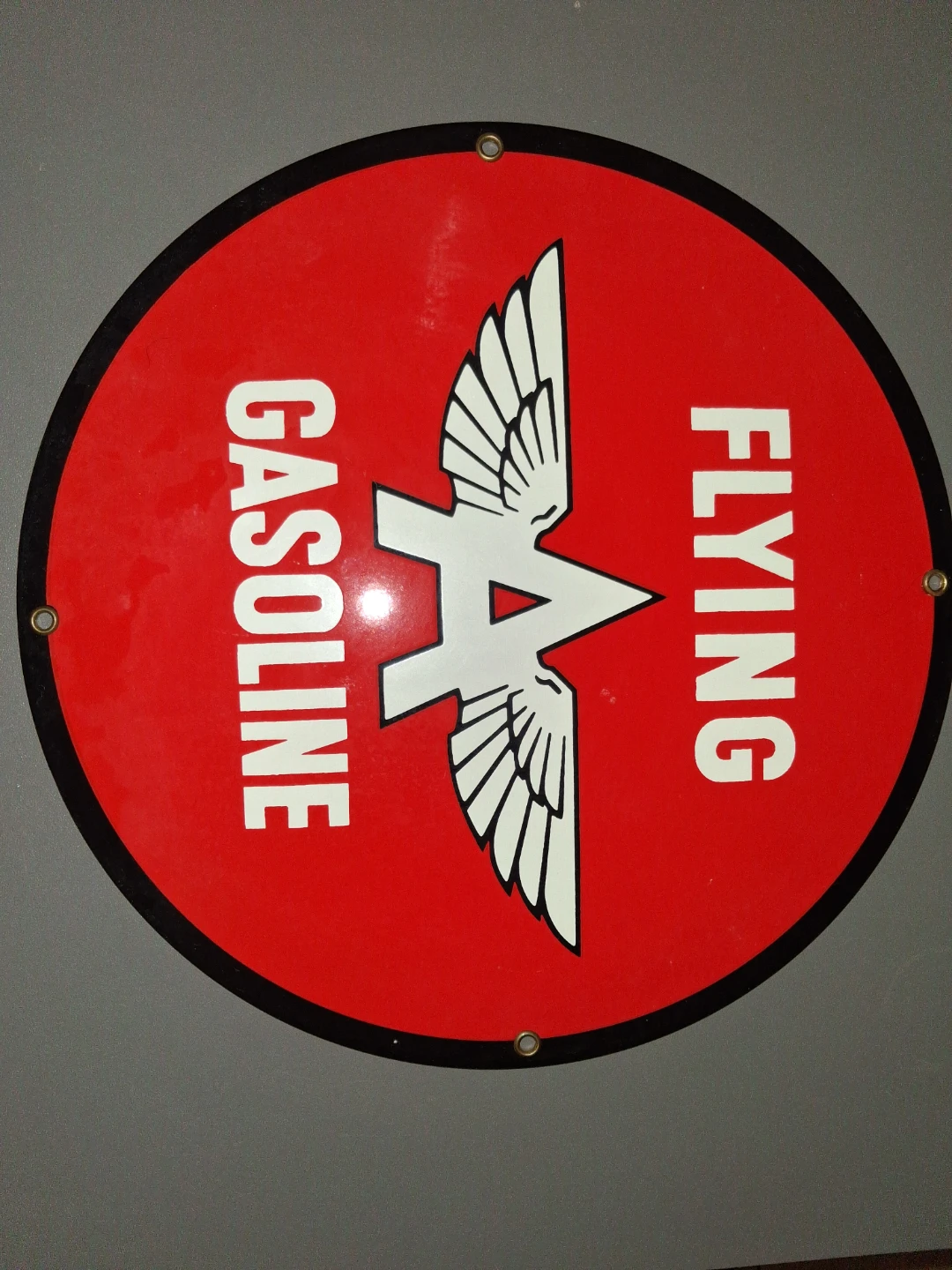 Ande Rooney Flying A Gasoline Porcelain Sign
