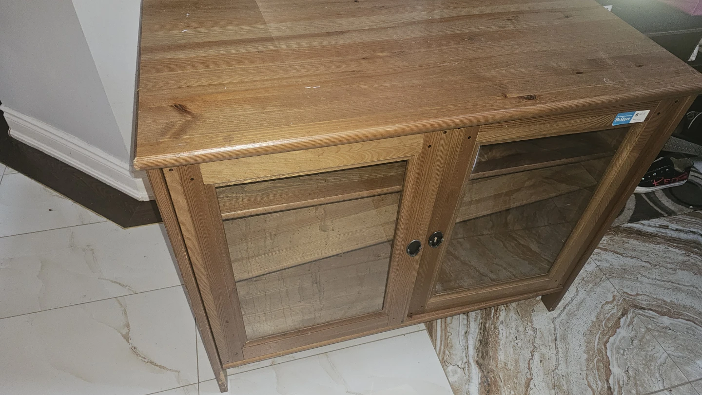 Solid Wood Glass Door Cabinet