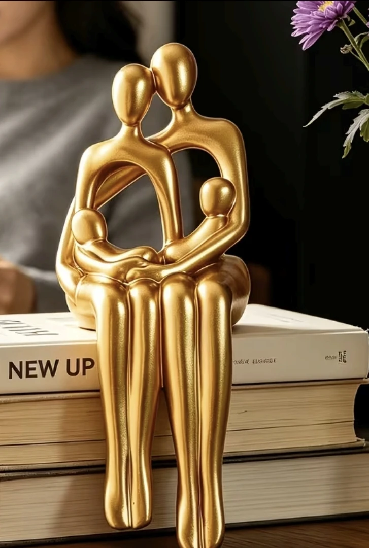 Gold Abstract Family Shelf Sitter Statue – Modern Decor *new - photo 3
