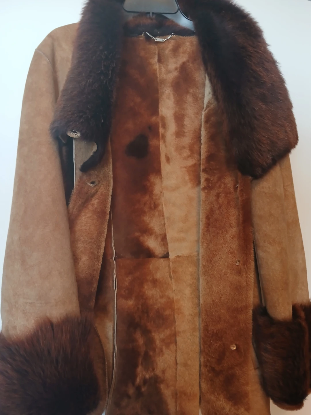 Suede Coat with Natural Fur Trim - photo 3