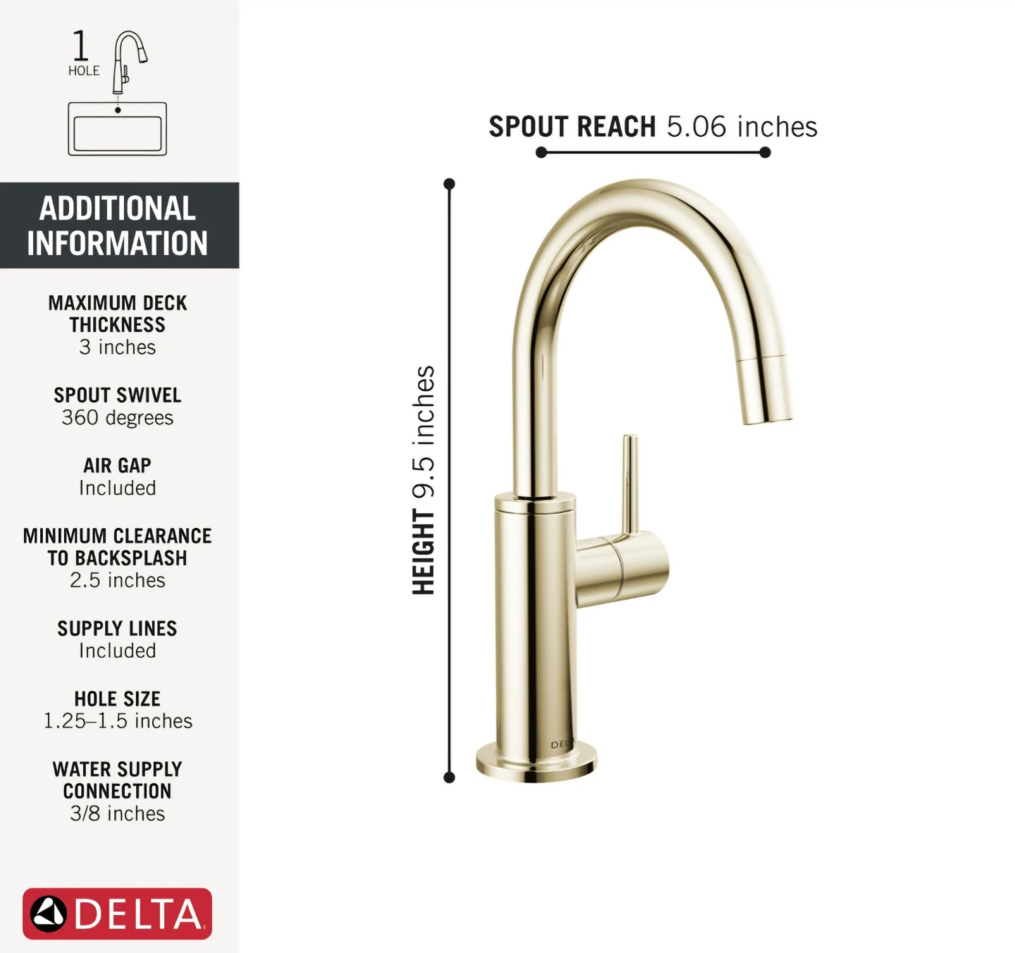 Delta 1930-PN-DST Contemporary Faucet in Polished Nickel - photo 2
