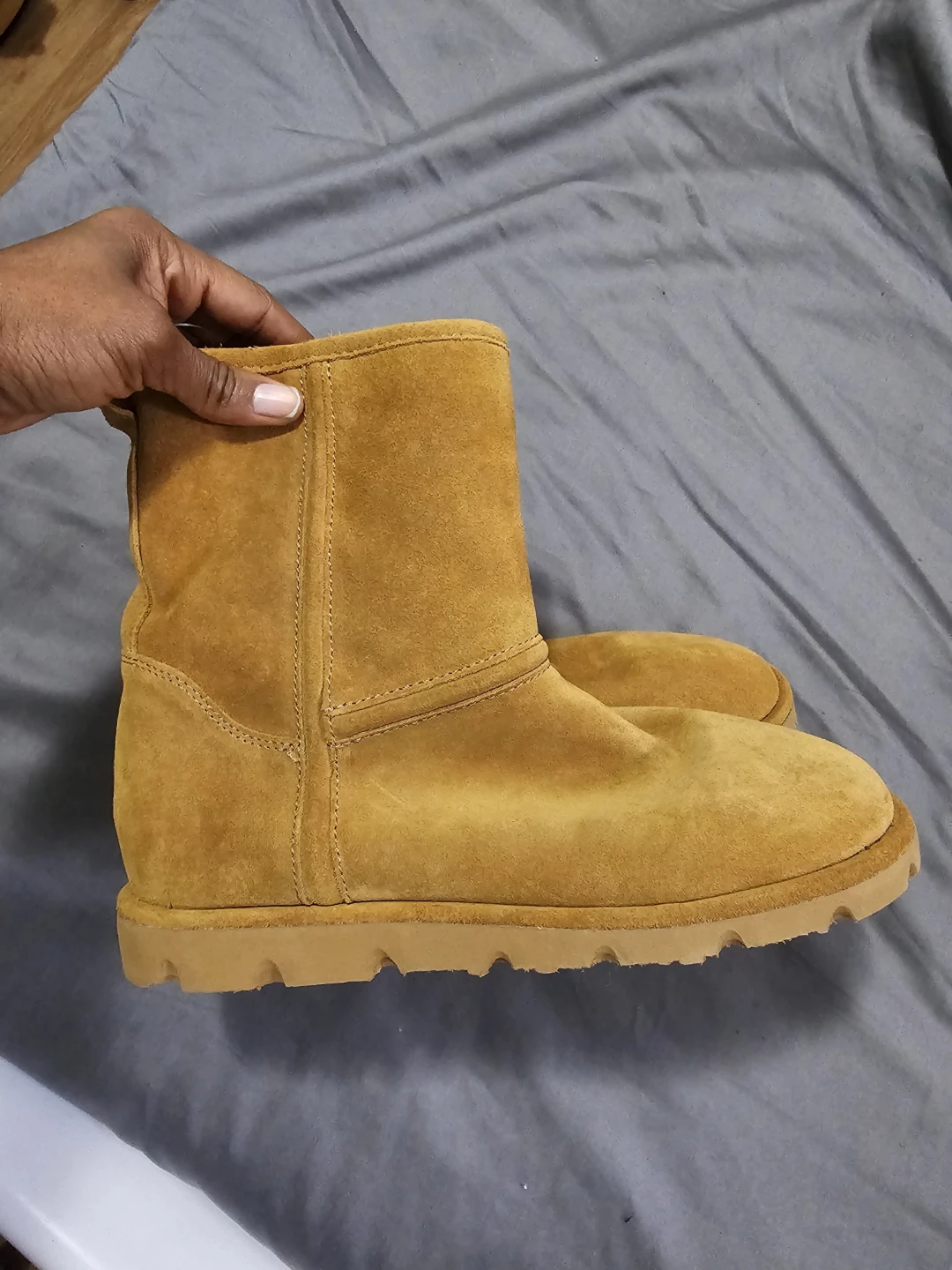 Mango (MNG) Tan Suede Fur-lined Fall/Winter Boots - Size 38 - photo 4