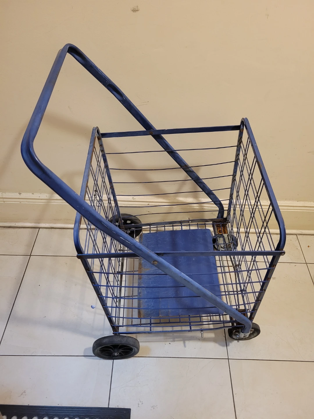 Blue Metal Folding Grocery Cart - photo 2