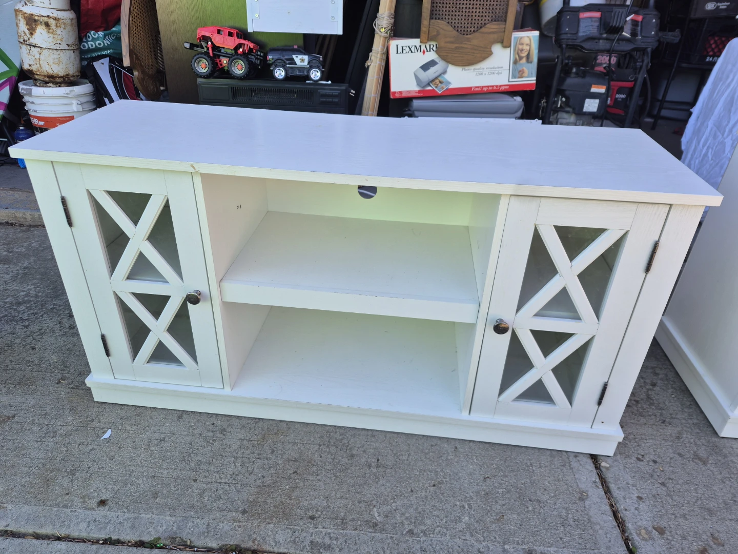 Two White Media Console TV Stand
