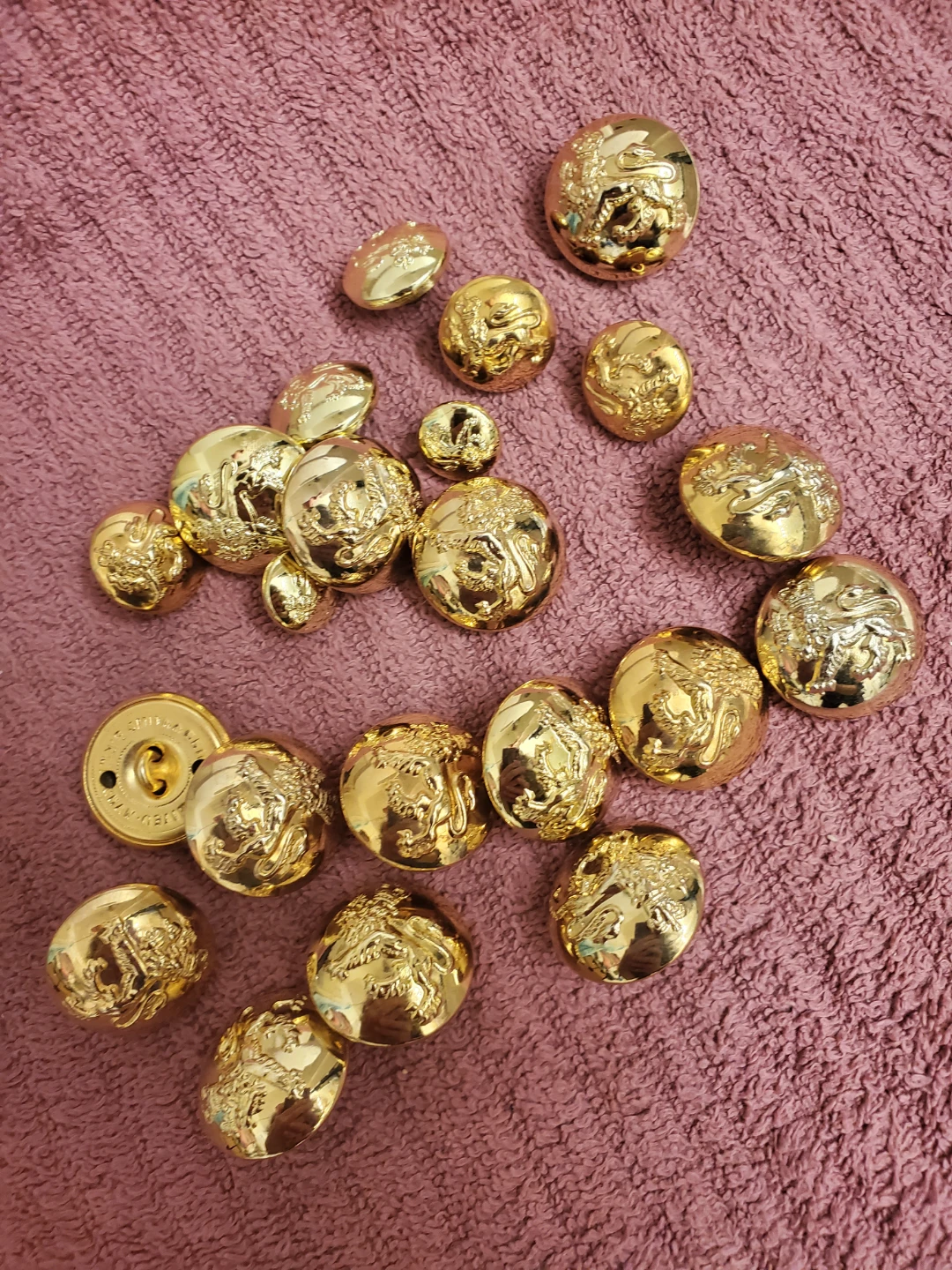 Vintage Gold Metal Buttons Collection