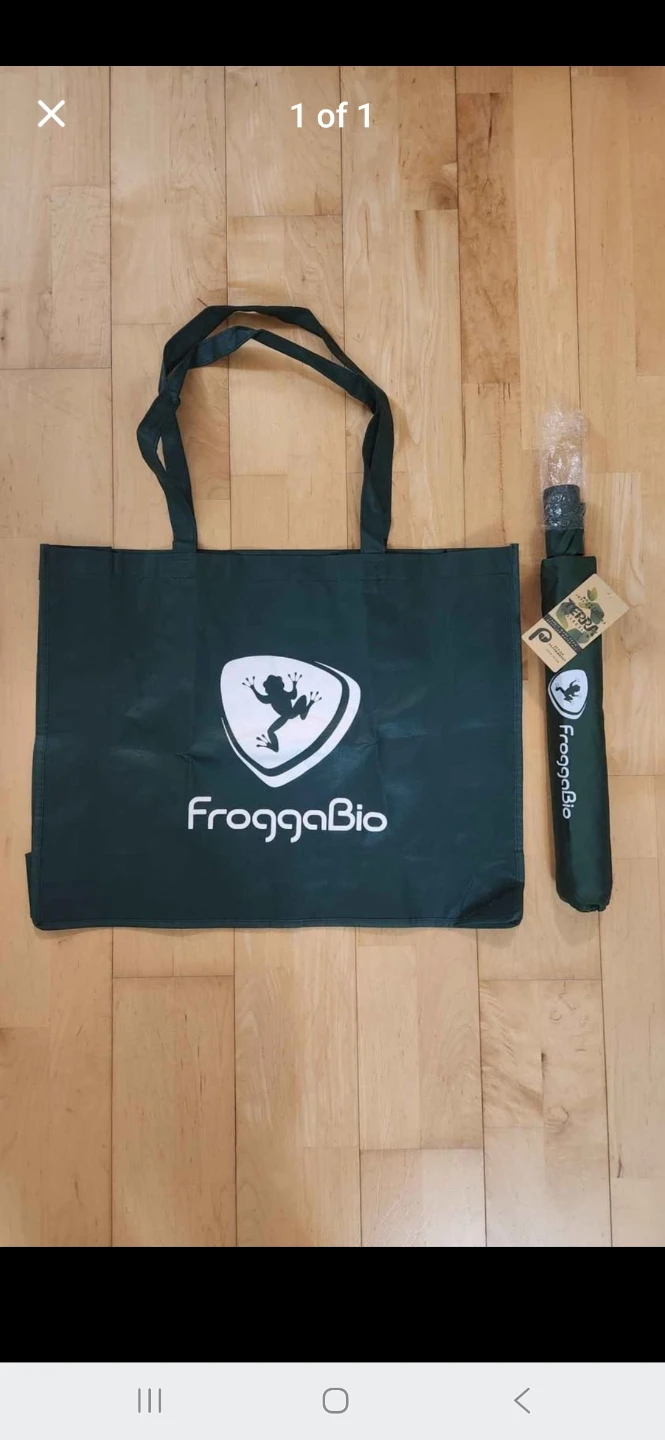 Froggabio Dark Green Large Foldable Umbrella, Recycling Tote Bag