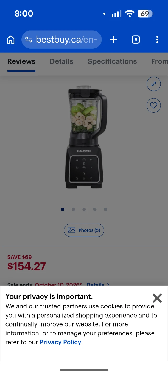 Kalorik 1800 Watt High-Performance Programmable Blender