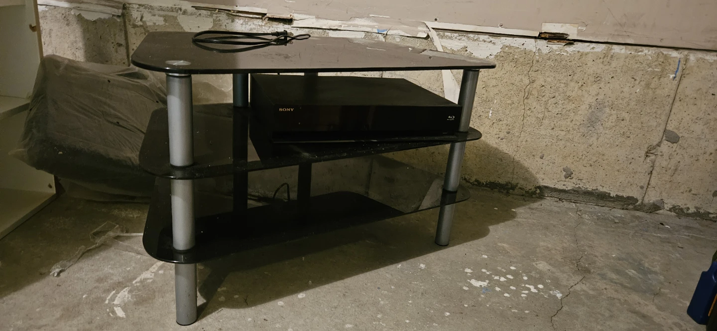 3-Tier Black Glass TV Stand