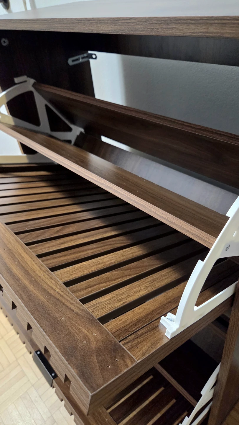 Walnut Shoe Storage Cabinet Storage with 2 Flip Drawers *new - photo 3