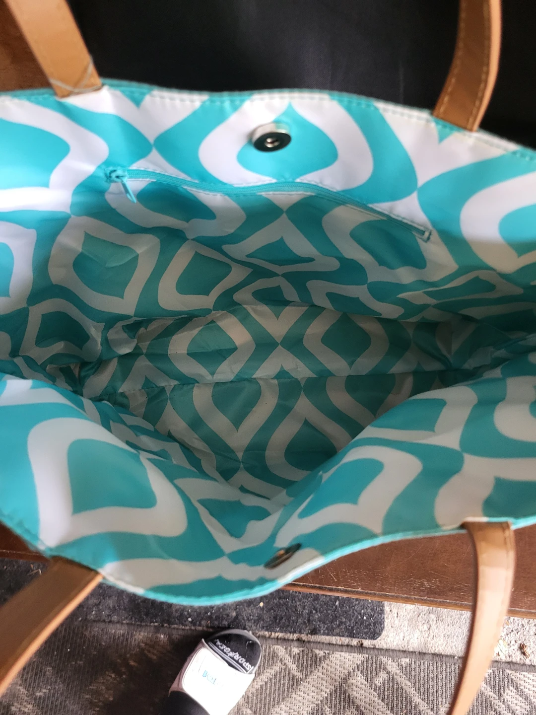 Turquoise Geometric Print Tote Bag - photo 2