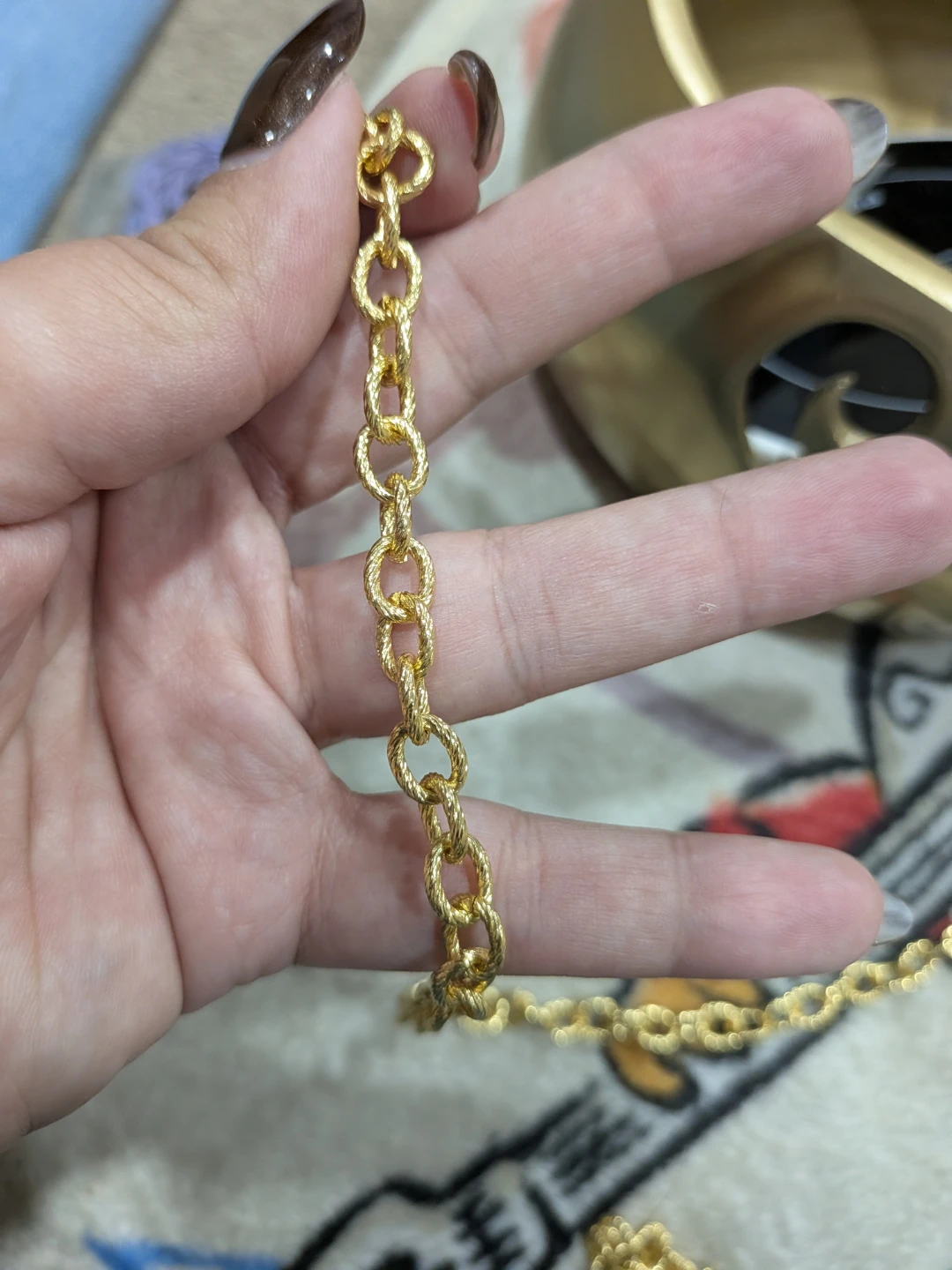 Gold-tone Textured Link Chain