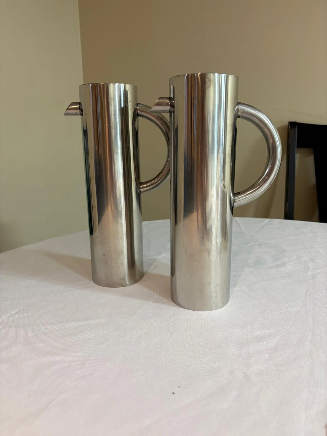 Set of Two Stainless Steel Pitchers