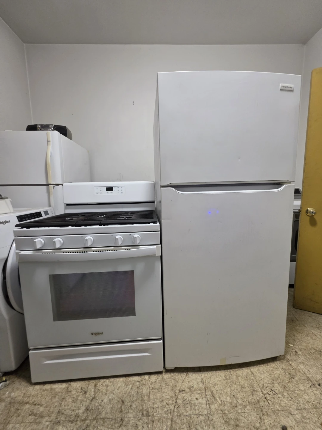 Whirlpool White Gas Range Stove and fridge