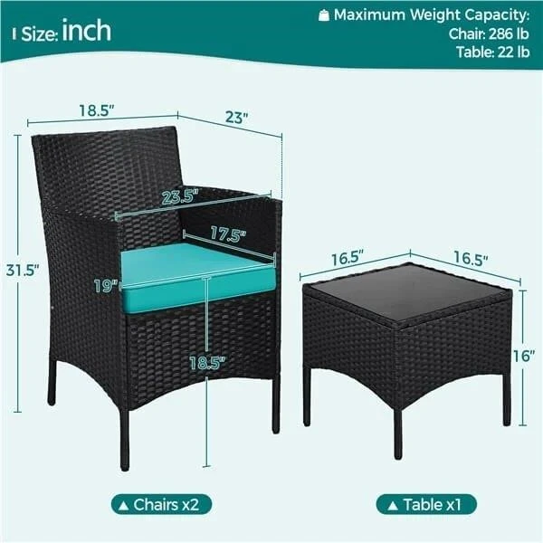 Yaheetech 3-Piece Rattan Bistro Set - photo 2
