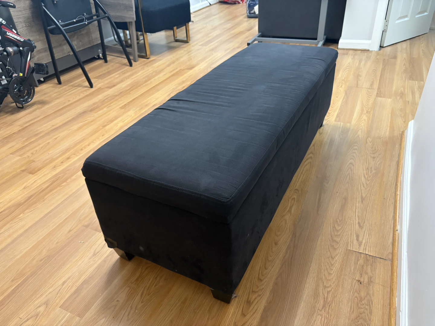 Black Upholstered Storage Bench - photo 2