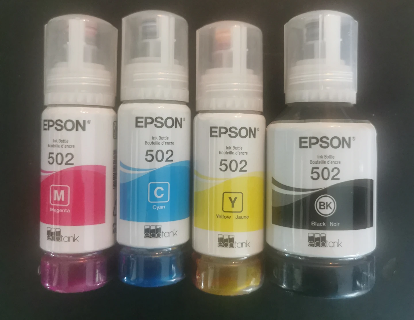 Set of 4 Epson 502 Ecotank Ink Bottles