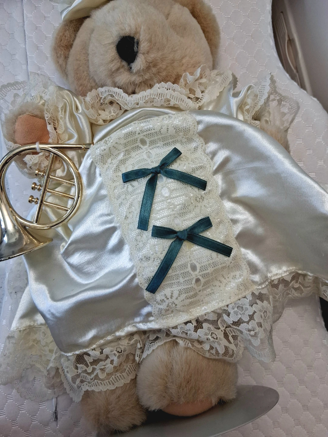 Vintage Collectible Teddy Bear in Lace Dress - photo 2