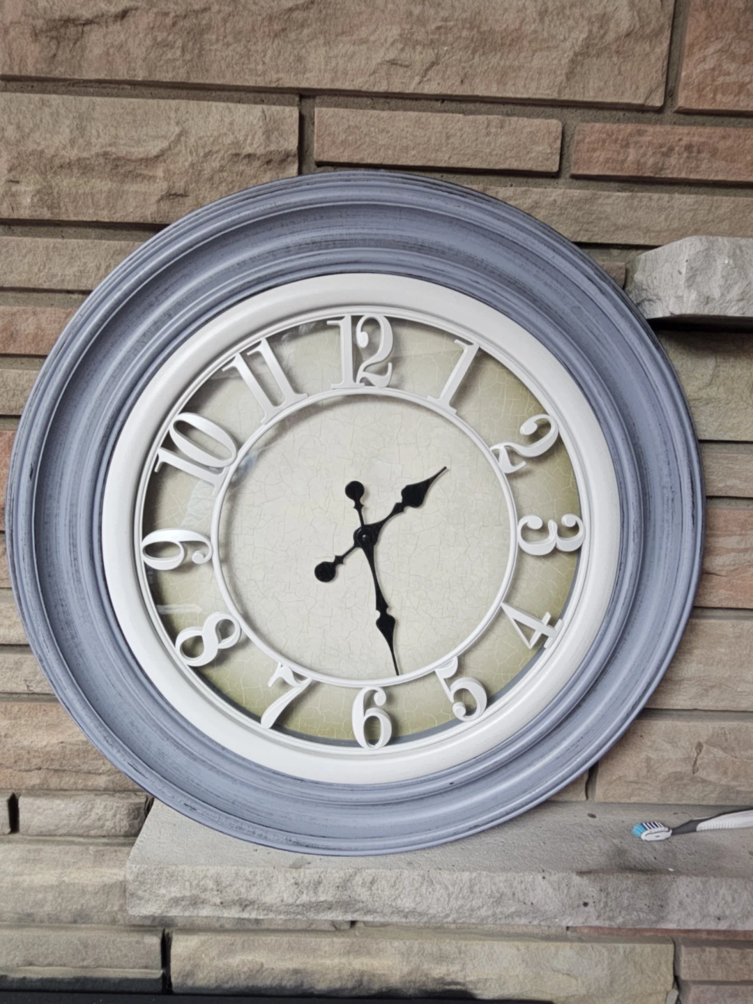 Large grey and white decorative  wall clock