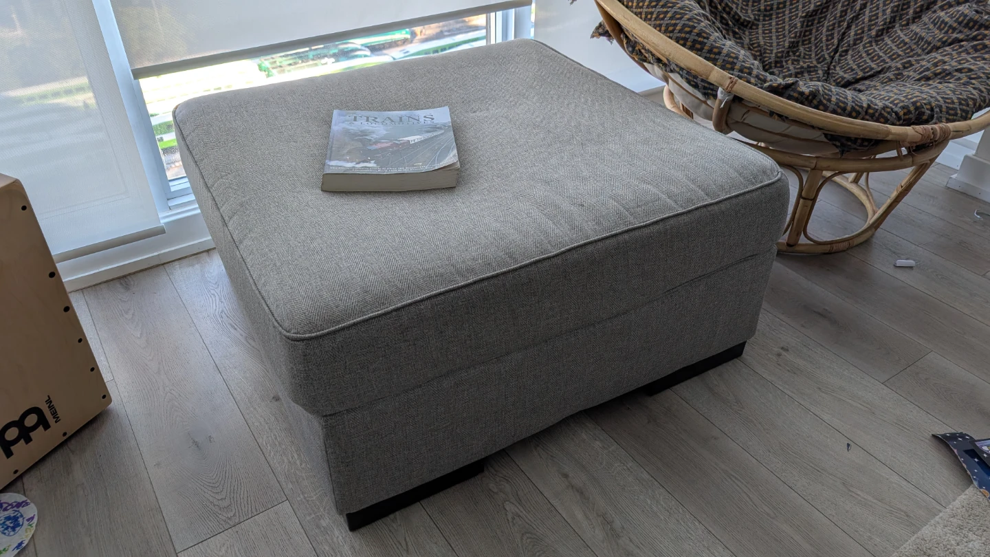 Square Grey Ottoman - photo 2