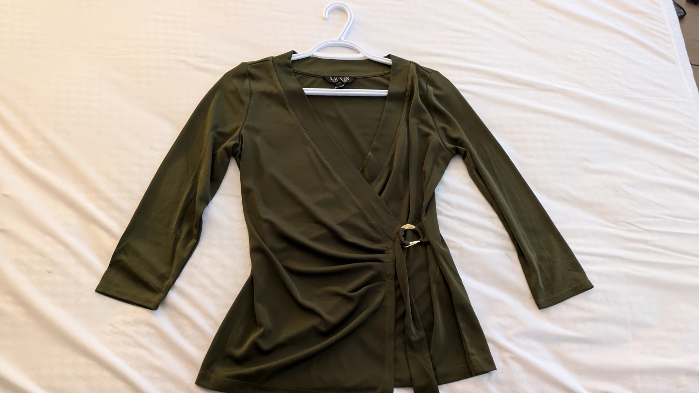 Lauren Ralph Lauren Olive Wrap Top