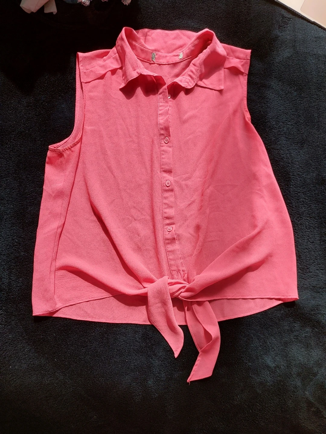 Pink Sleeveless Tie-Front Blouse - photo 2
