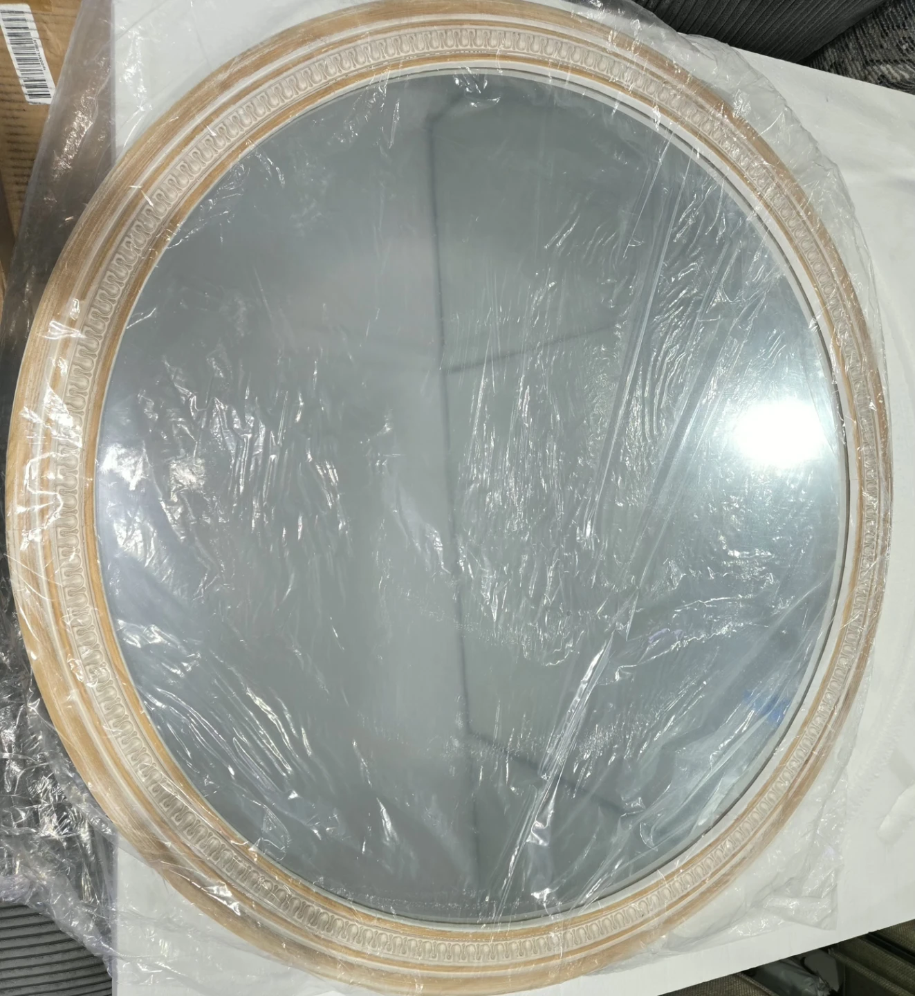 HOITUZYUS 36 Inch Large Round Wood Mirror - photo 3