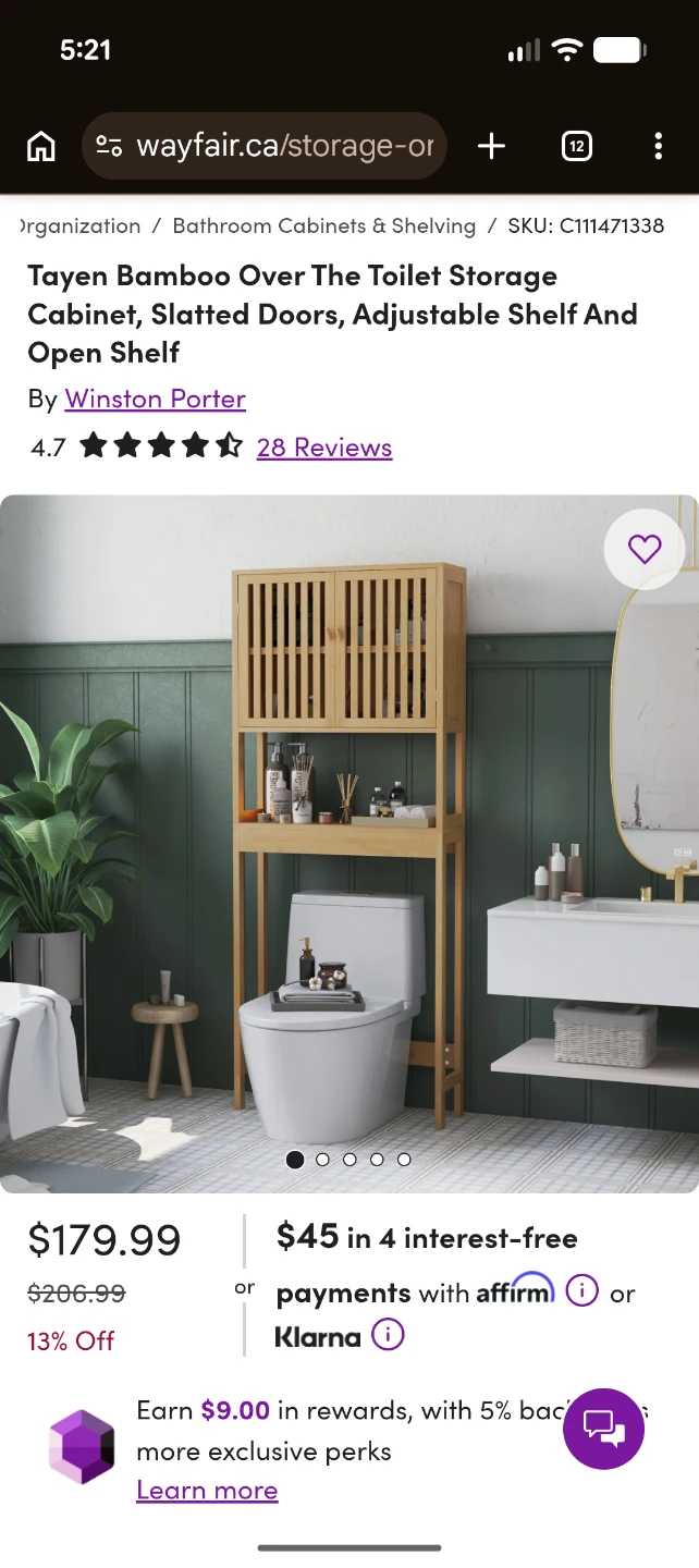 Brand New Bamboo Over-The-Toilet Storage