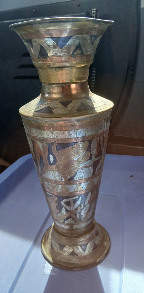 Egiptian Decorative Engraved Brass Vase - photo 2