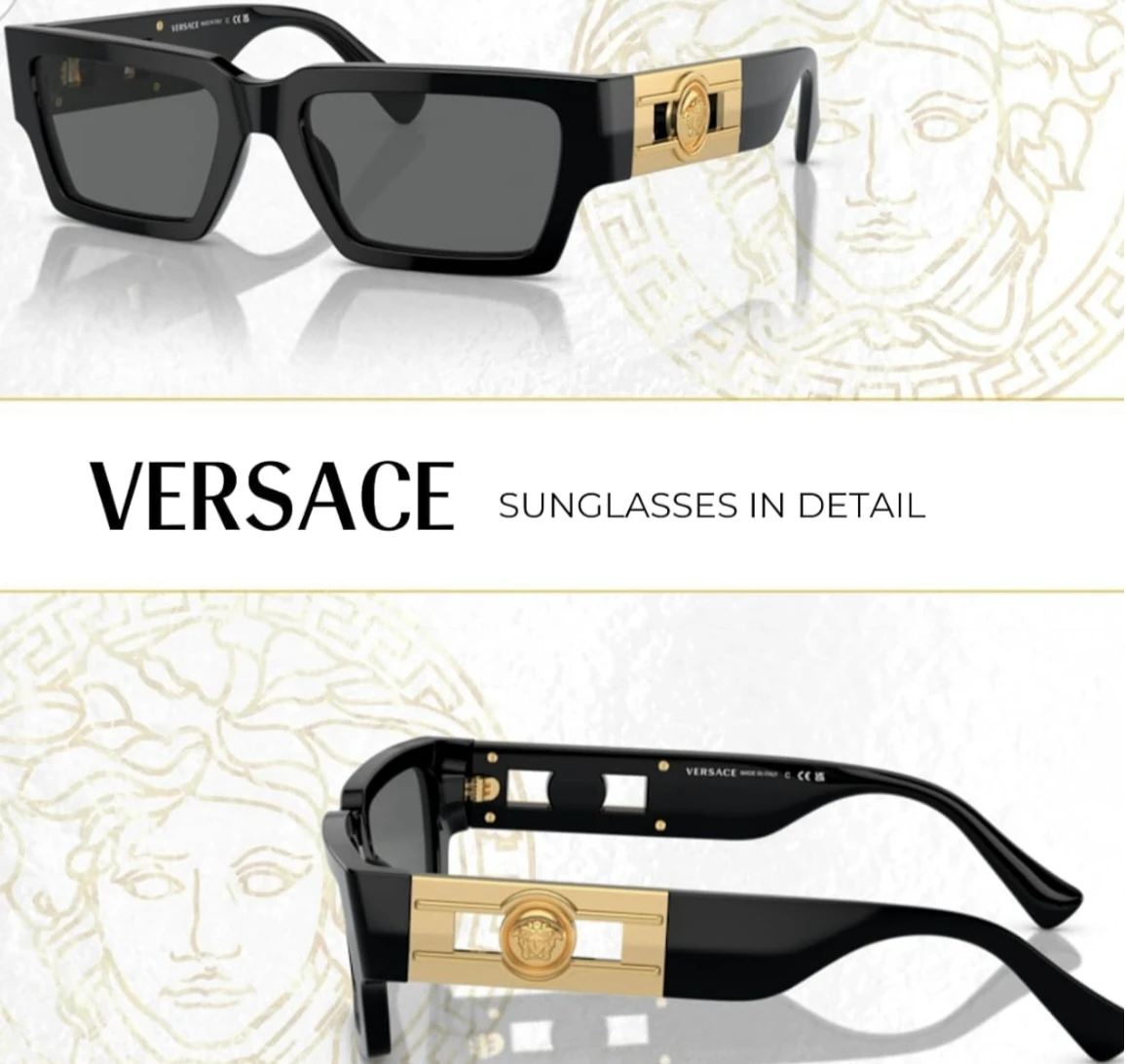 Versace Medusa Deco Black Sunglasses, Gold Hardware - photo 5
