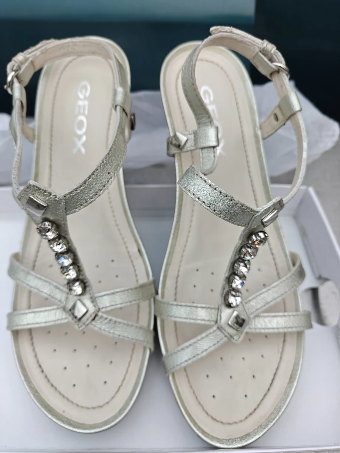 Geox Metallic Jewelled Sandals
